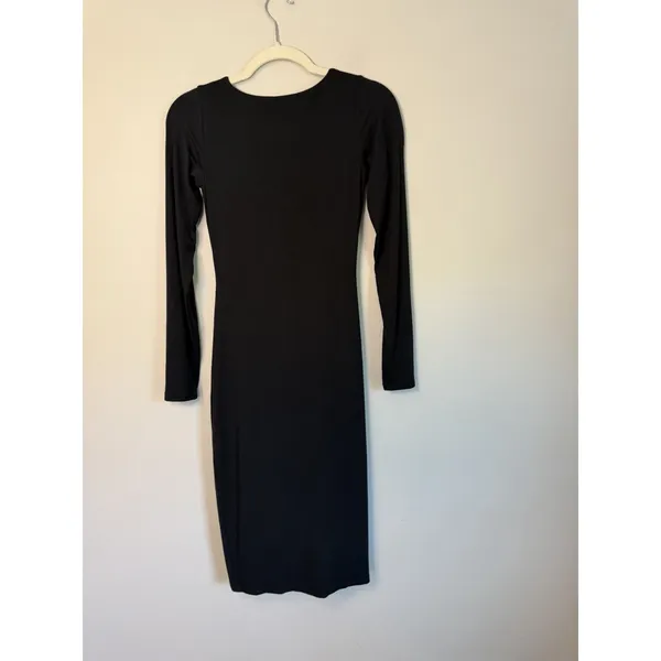 Skims Smooth Layers Square Neck Long Sleeve Midi Dress Obsidian S New $108 - Image 5