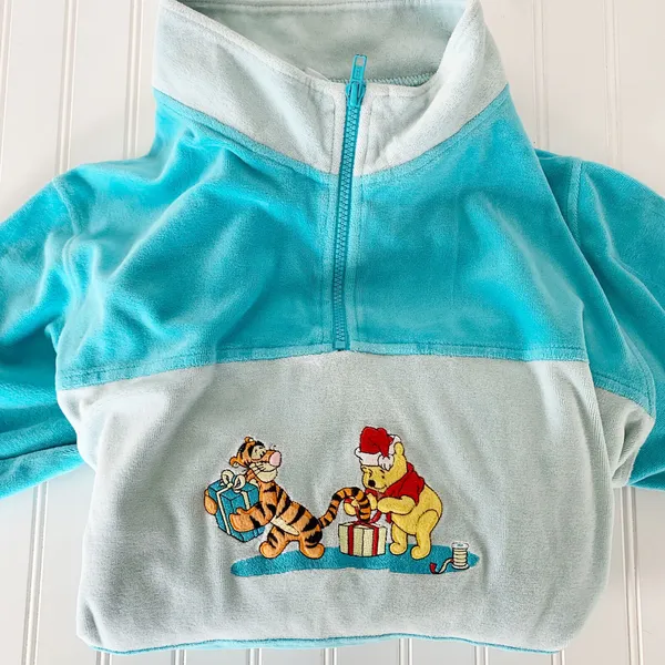 DISNEY Vintage Winnie‎ Pooh Christmas Maxi Nightgown Pullover Robe Blue Womens L - Image 9