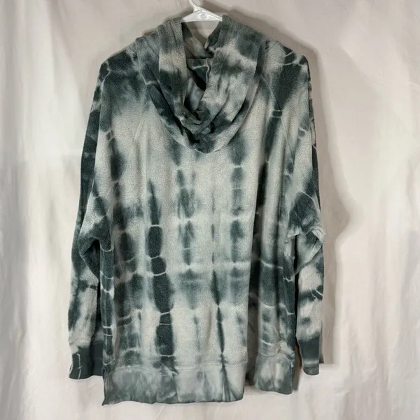 PINK - Victoria's Secret White And Green Tie-Dye Hoodie Sweater — Size Large - Image 2