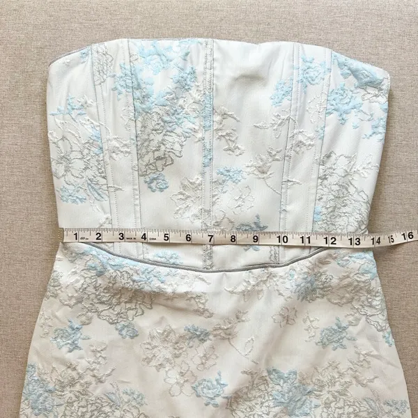 Forever 21 NWT Floral Jacquard Metallic Shimmer Corset Strapless Mini Dress - Image 8