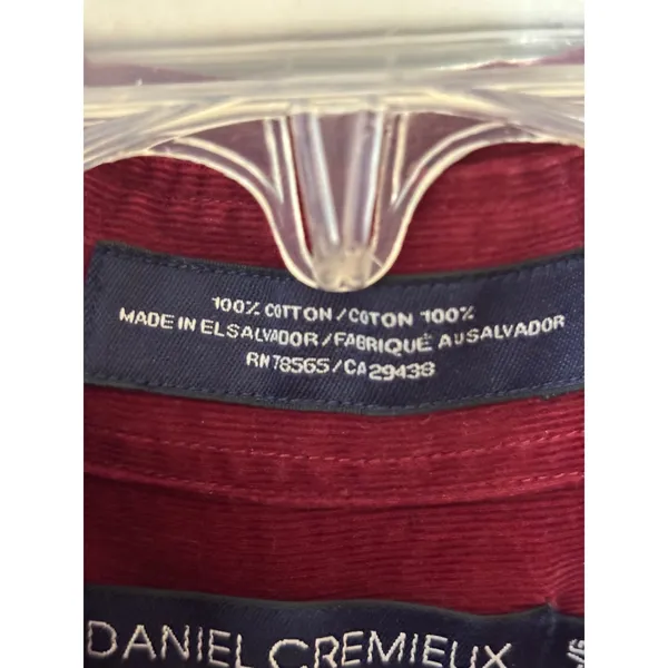 Daniel Cremieux Classics Burgundy Corduroy Button Down Shirt L Classic Fit Red - Image 4