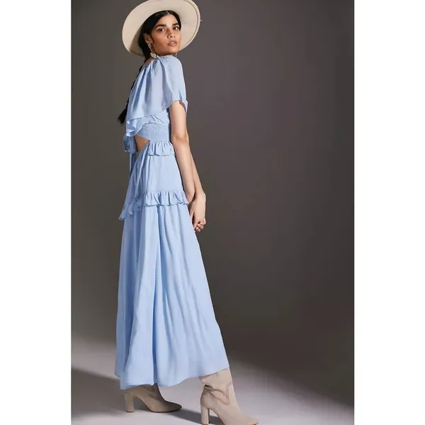 Anthropologie Tiered Ruffled Maxi Dress Size L - Image 2