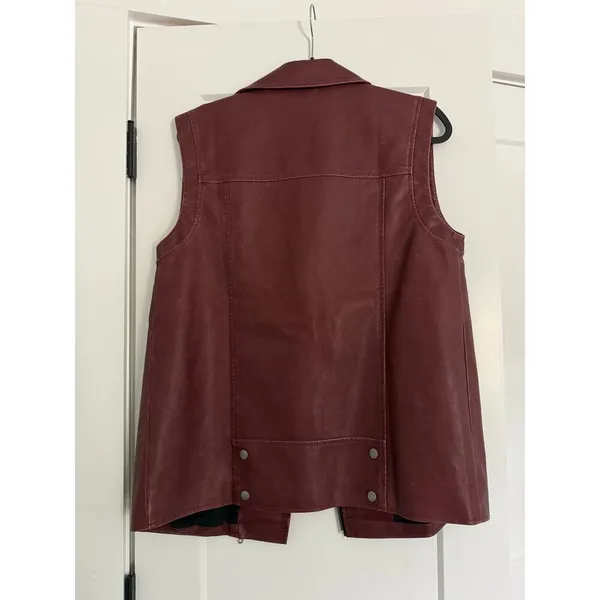 $42 New Wild Fable Faux Leather Moto Vest - Berry - Small - Image 8