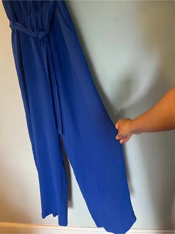 Monteau Cobalt Blue One-Shoulder Maxi Dress with Waist Tie - Image 4