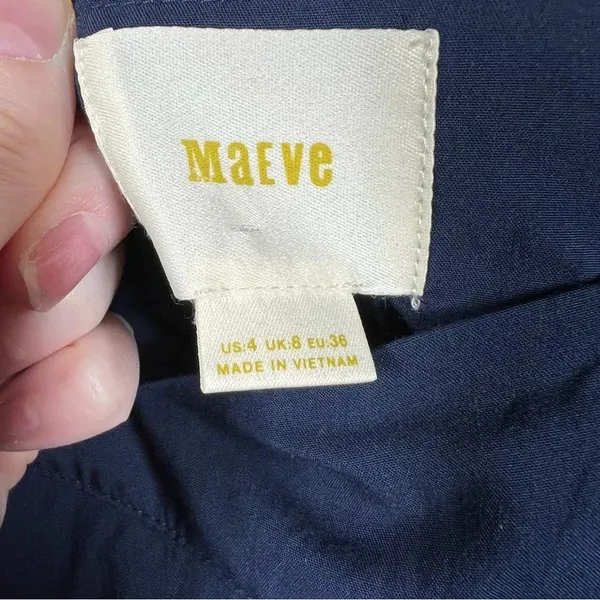 Anthropologie Maeve Dark Blue Rayon High Rise Wide‎ Leg Pants - Image 4