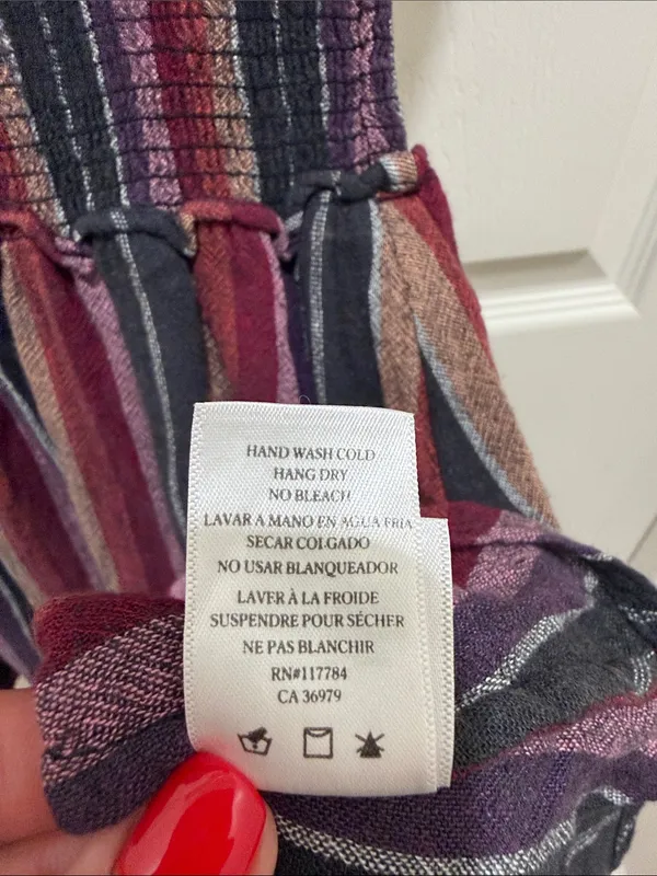 Rails Lucca Linen Blend Smocked Mini Dress Brava Multi-Color Stripe Size XS - Image 8