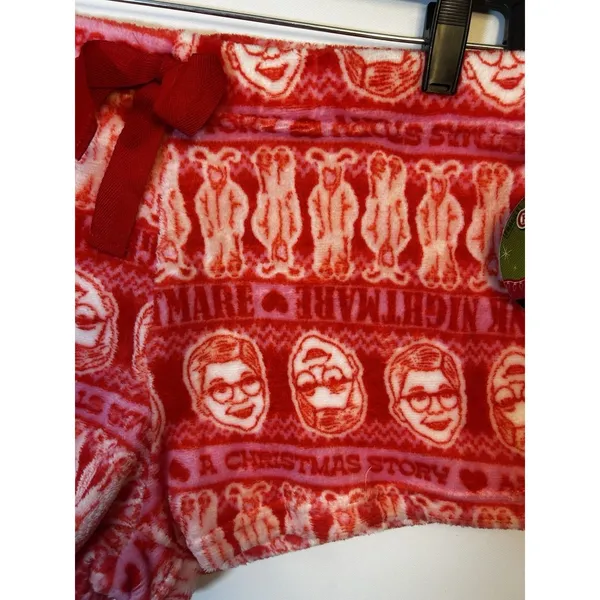 A Christmas Story Pink Red Plush Fleece Pajama Sleep Shorts Women’s Large NWT - Image 13