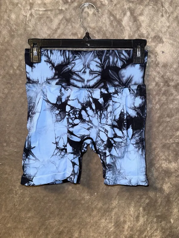 Women's High-Waisted Seamless Scrunch Butt Tie-Dye Athletic Shorts - Image 3