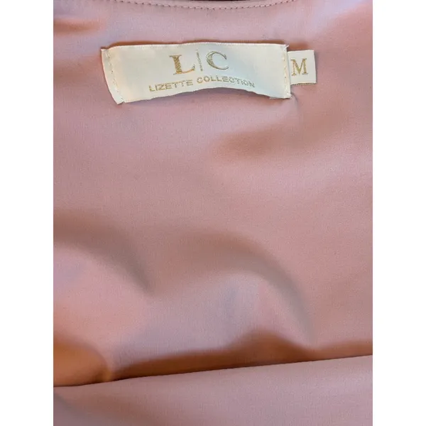 Lizette Collection Pink Long Sleeve Tie Front Square Neck Bodysuit LC7010LS M - Image 6