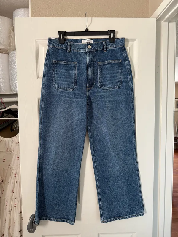 Reformation Alyssa Stretch High Rise Wide Leg Cropped Jeans - Image 3