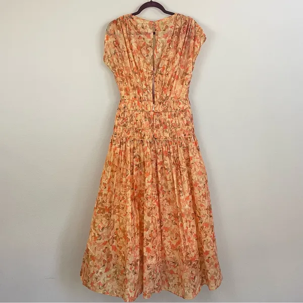 NWT Acler Bicknell Shirred Printed Metallic-Cotton‎ Maxi Dress Size 4 - Image 11