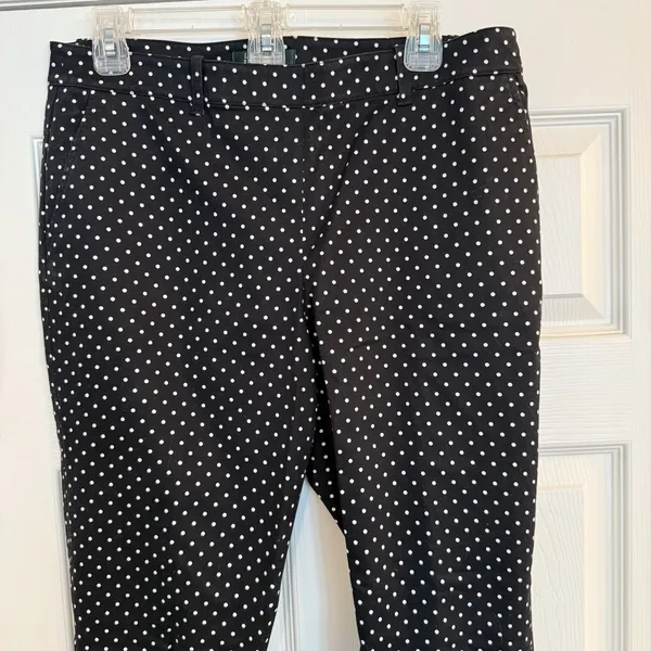 Lauren Ralph Lauren Dress Pants Women's Sz 10 Black Polka Dot Preppy Career EUC‎ - Image 2