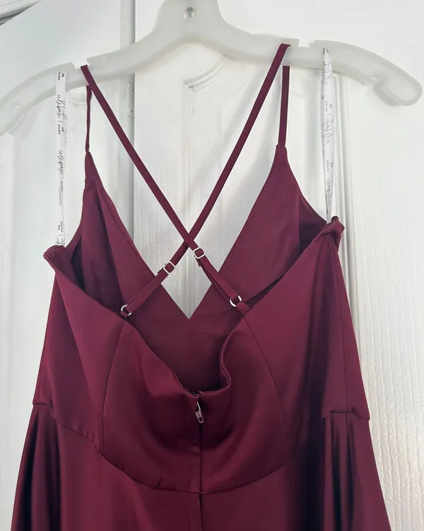 David's Bridal Dark Red/maroon Satin Dress - Image 5