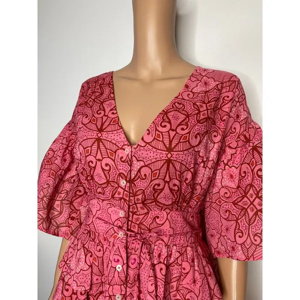 Tuckernuck Ro’s Garden Hunan Floral Mini Dress M Pink Flutter Sleeve V Neck NEW - Image 11