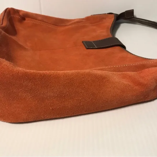 Lands End suede leather hobo shoulder bag orange - Image 4