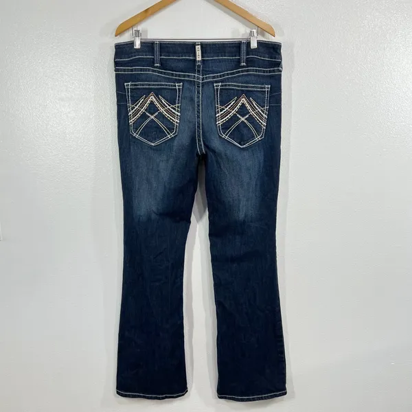 ARIAT R.E.A.L. Lakeshore Low Rise Rosy Bootcut Denim Jeans Womens 34R Whipstitch - Image 4