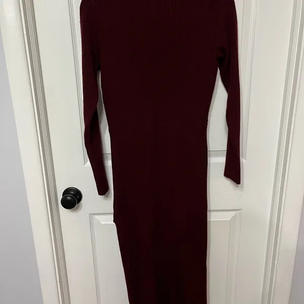 NWT Charles Henry Wine Long Sleeve Rib Sweater‎ Dress Women Size Medium - Image 6