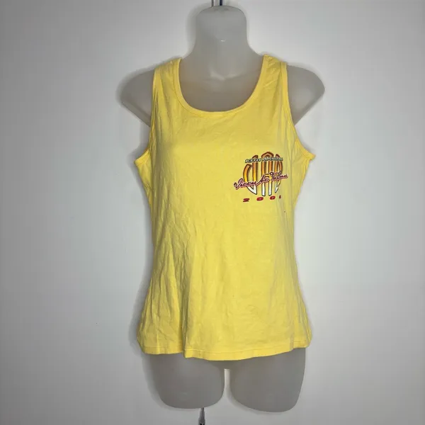 Y2K 2006 Car graphic tank top yellow 100% Cotton size small - Image 2