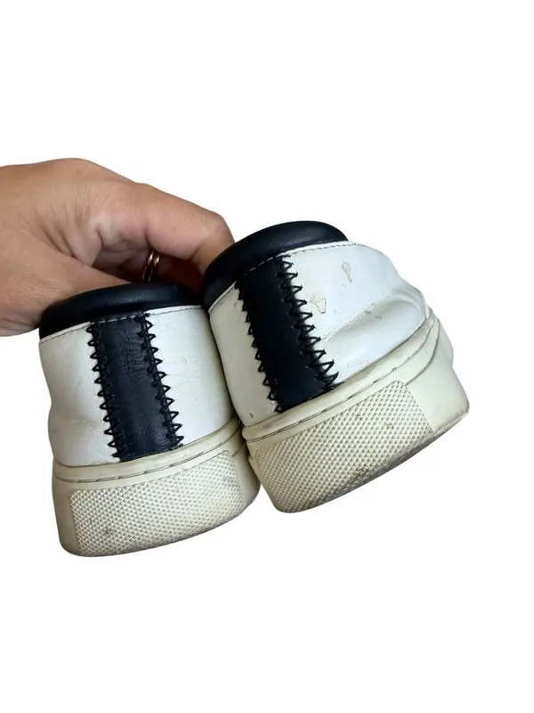 TORY BURCH Black White Leather Colorblock Sneakers Size 6 - Image 5