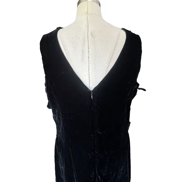 VTG Scott McClintock Black Velvet Maxi Dress Sz 12 USA Made Sleeveless Slit - Image 8