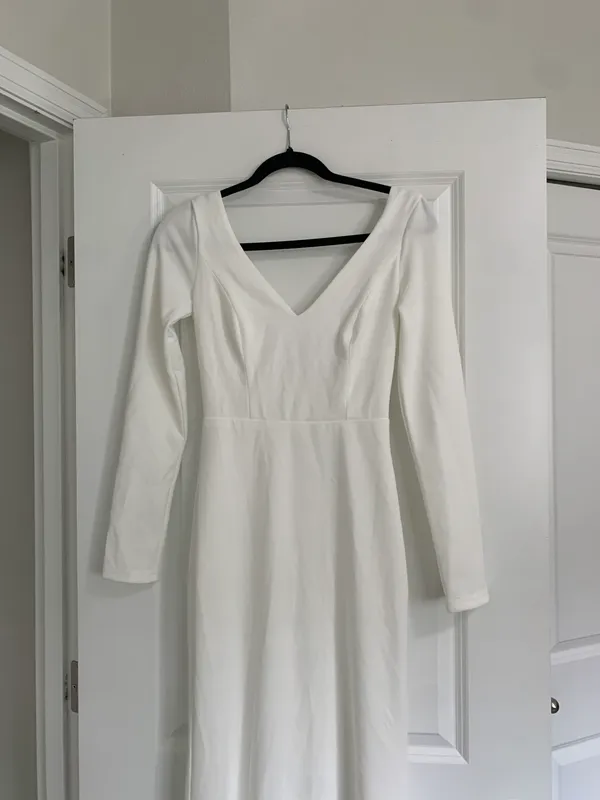 Lulus NWOT Feeling of Forever White Long Sleeve Mermaid Maxi Dress - Image 6