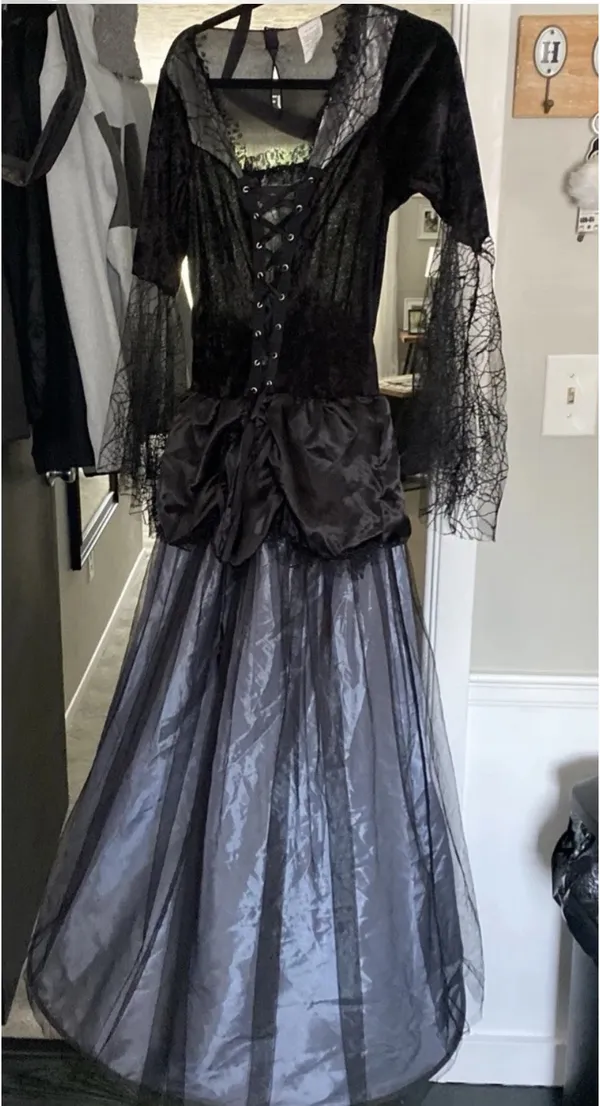 Gothic Whimsigoth Vampire Bride Witch Hooped Gown Dress Jrs. Large 12-14 - Image 3