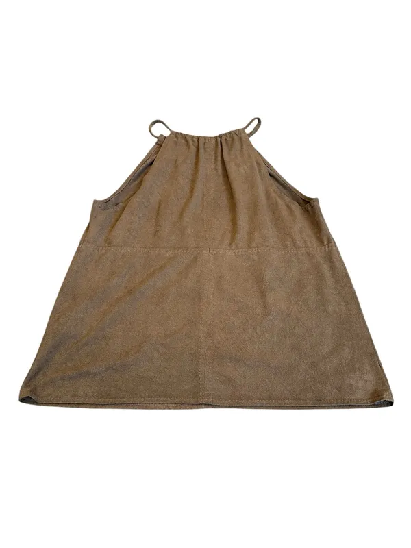 Max Studio Brown Faux Suede Halter Top Key Hole Front Boho Western Festival - Image 5