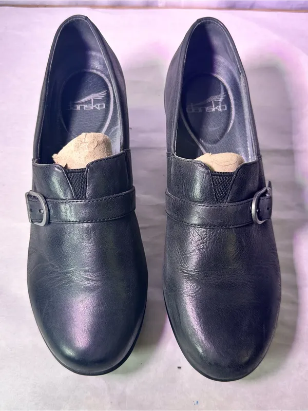 Dansko Black Leather Buckle Slip-On Loafer - Image 4