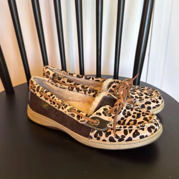 Sperry angelfish leopard Sherpa lined moccasin loafers 8 - Image 10
