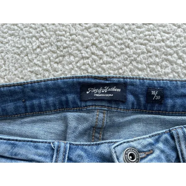 Flag & Anthem High-Rise Straight Jeans Distressed Ankle Stretch Blue Womens Sz10 - Image 8