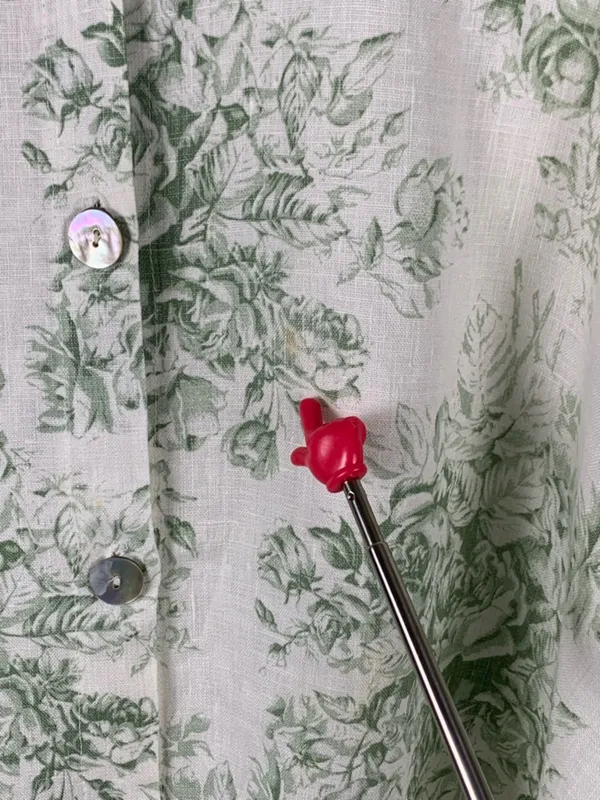 Angel Pie Linen Shirt S/M Green Floral Lagenlook Oversized Boho USA Made - Image 11