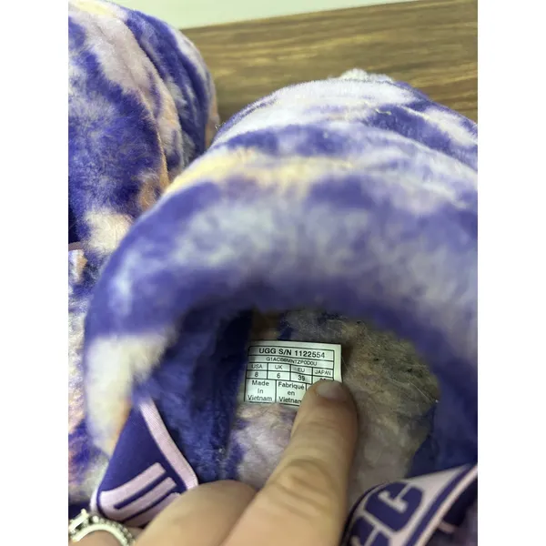 UGG Fluff Yeah Slide Violet Night Marble Tie Dye Slippers 1122554 Womens 8‎ - Image 7