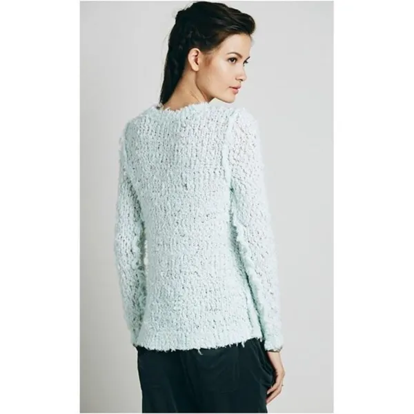 Free People • September Song pullover sweater Polar Bear fuzzy mint green aqua - Image 10