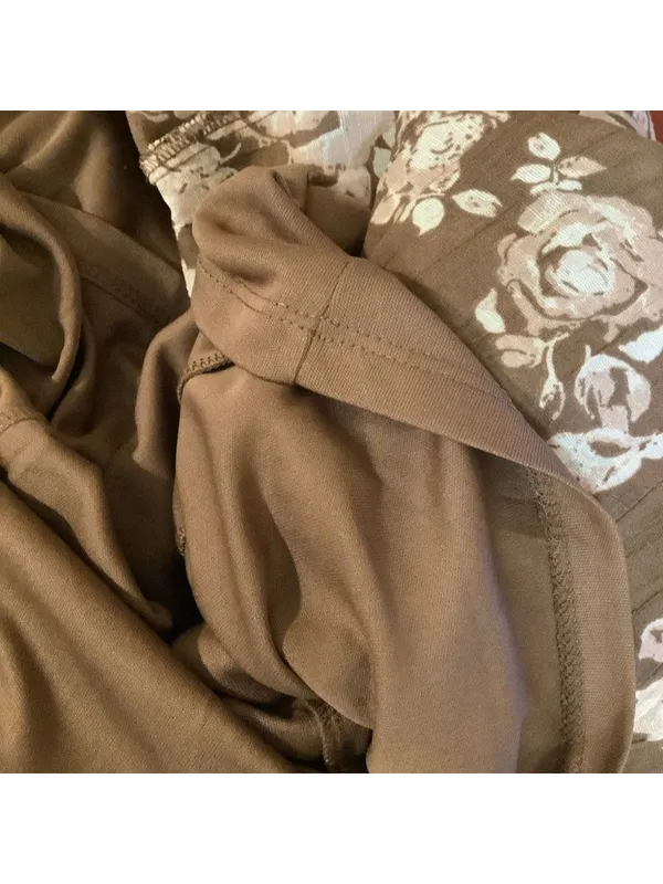 Hint Of Blush Size Medium Women’s Brown Floral Dress Puff Sleeve Open Back. New - Image 7
