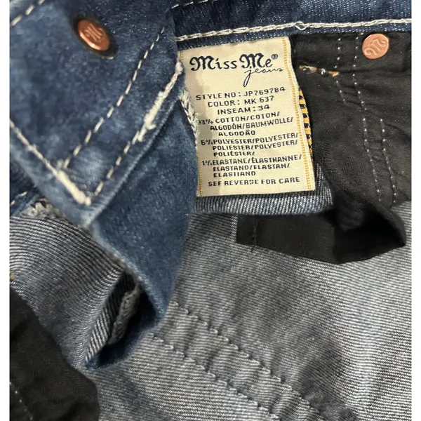 Miss Me Women's Bootcut Jeans Blue Embellished‎ Thick Stitch Low Rise Size 28 - Image 8
