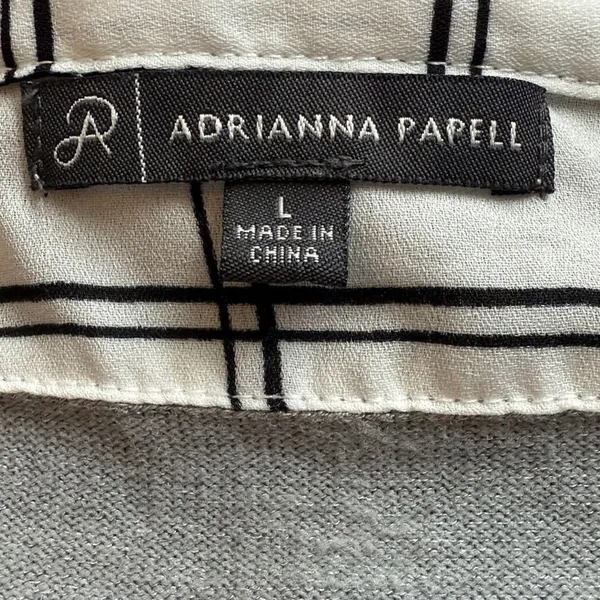 Adrianna Papell Womens Grey Layered Look Sweater Plaid Trim AD1S300211 Large‎ - Image 7
