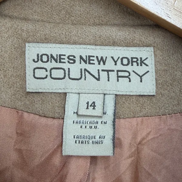 Vintage Camel Hair Blazer Women L Tan Jones New York Quiet Luxury Dark Academia - Image 3