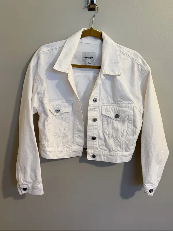 Abercrombie & Fitch White Denim Jacket - Image 3