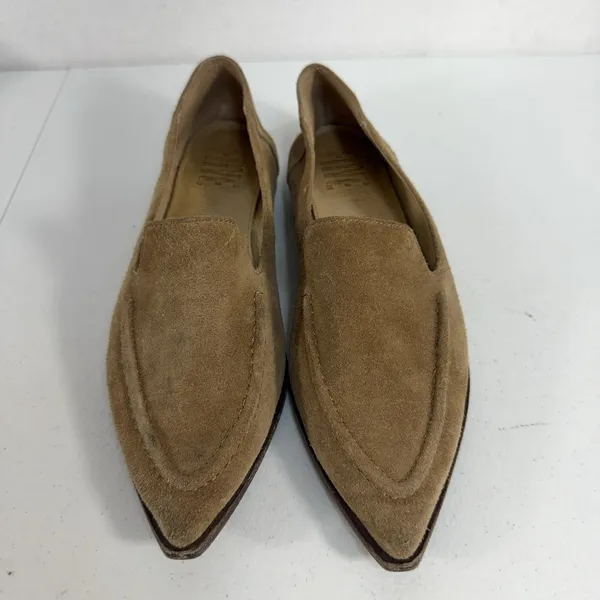 Frye Sz‎ 7.5 Loafer Suede Leather Kenzie Mic Stitch Pointed Toe Shoes Beige Tan - Image 6
