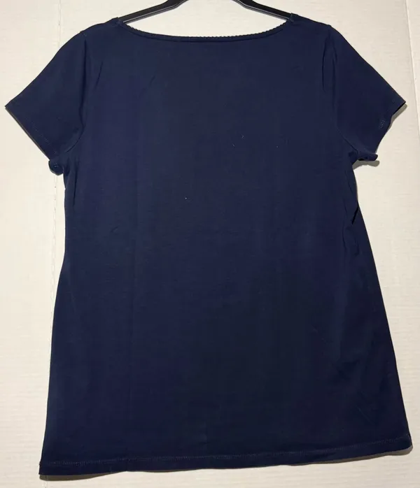 Jones New York Sport T-Shirt Size L Navy Blue Short Sleeve Scoopneck Tee - Image 6