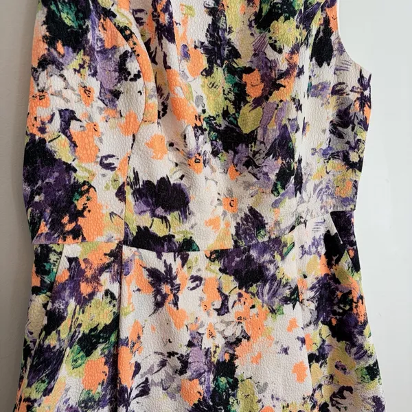 Maeve Anthropologie Spring Flowers Sleeveless Dress in Pucker Weave Fabric US 12 - Image 4