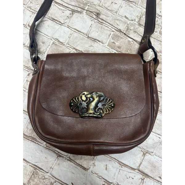 Ladies Vintage Handcrafted Leather‎ Shoulder Bag With Animal Clasp Deer? - Image 2
