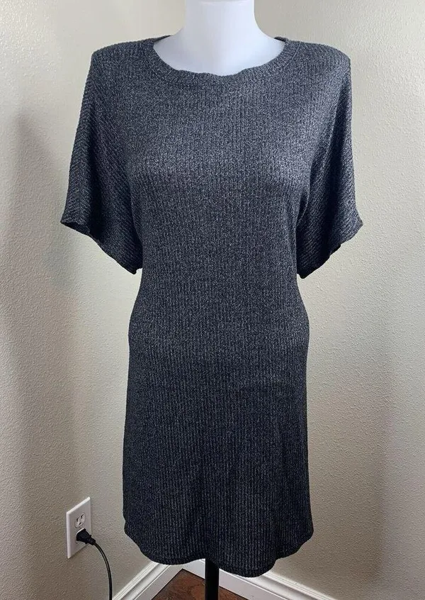Urban Outfitters Gray Short Sleeve Stretchy Tie Back Or Front Dress Sz M - Image 2