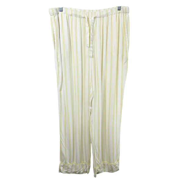Martha Stewart Large Pajama Set Yellow White‎ Striped Rayon Short Sleeve 497 - Image 2