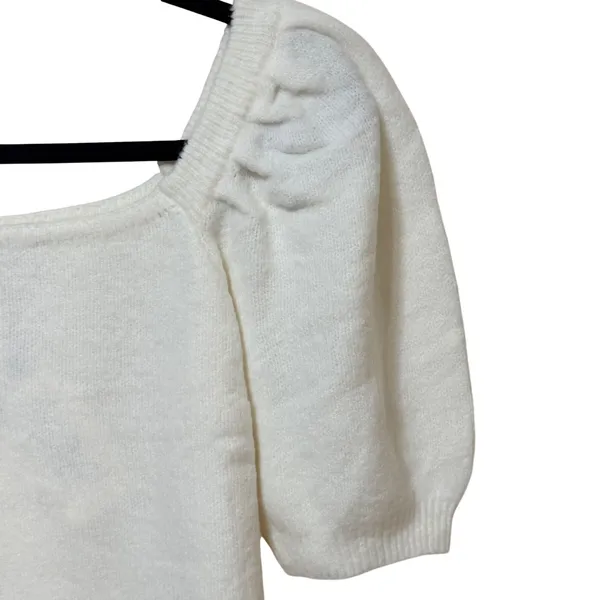 English Factory Cream Short Puff Sleeve Square Neck Sweater TL185T Small NWT - Image 4