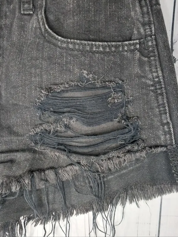 Abercrombie & Fitch Distressed Frayed Hem Cutoff Grunge 90's Punk Denim Shorts - Image 2