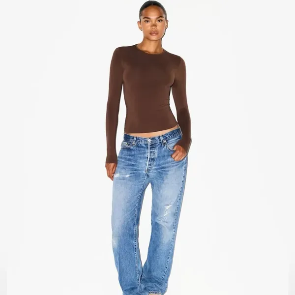 Nwt Skims (G14) Soft Smoothing Long Sleevet-Shirt In Cocoa Xs - Image 4