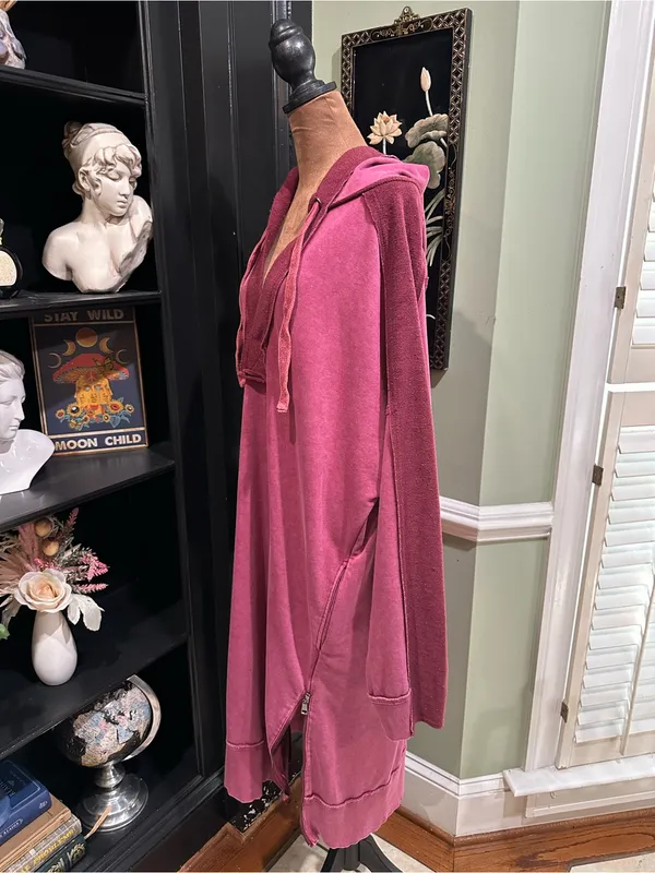 Oli & Hali Washed Pink Hooded Sweatshirt Tunic Dress – Size Large - Image 6