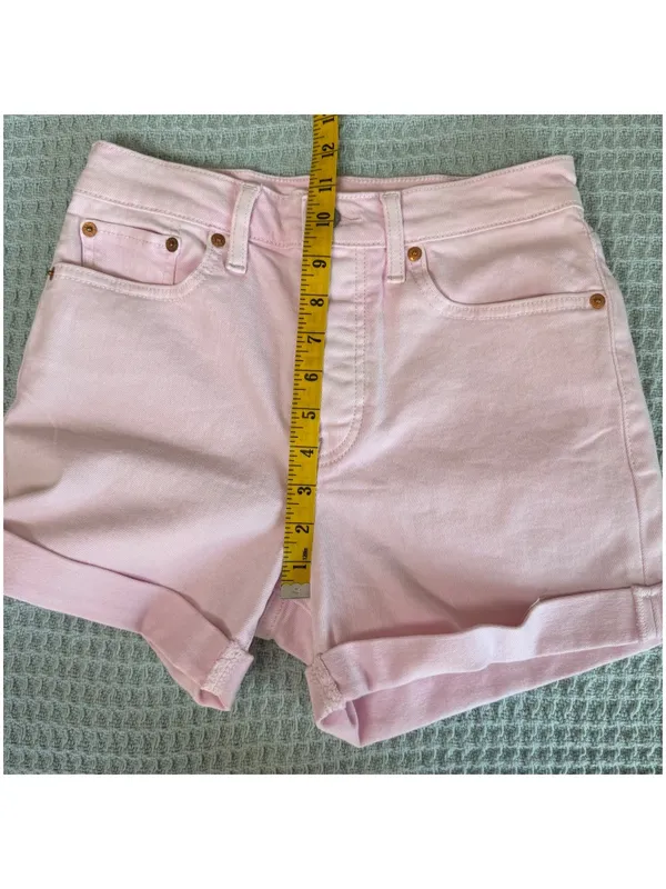 Levis Cuffed Wedgie Shorts Womens 27 Pink Denim Jean Button Fly High Waist Boho - Image 8