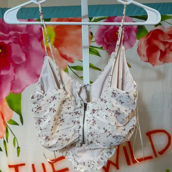 X270. Cotton Candy floral corset top Size S - Image 3